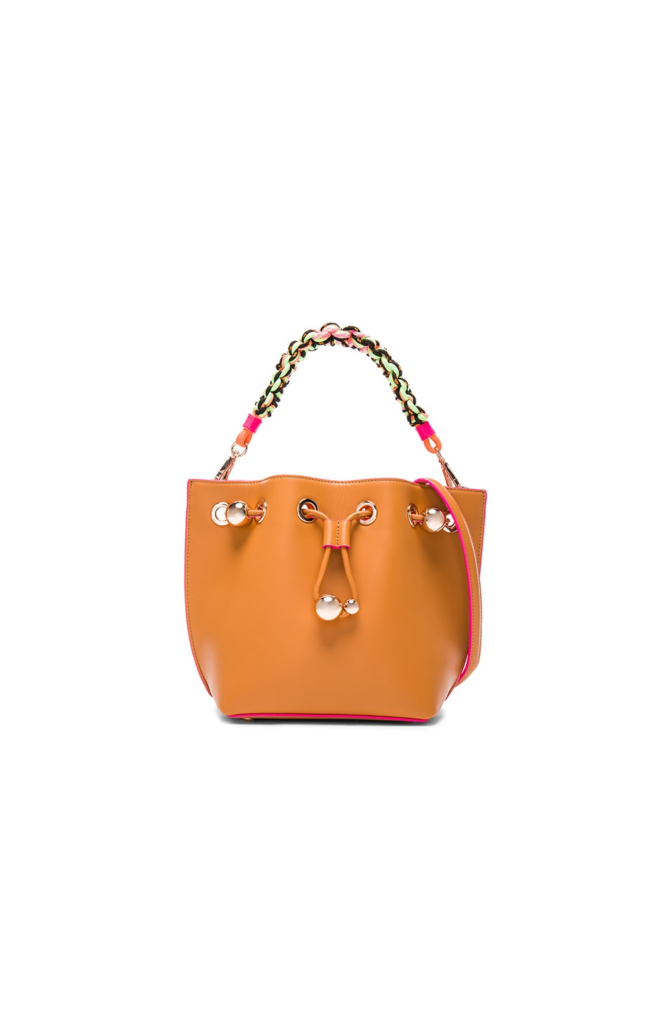 Image 1 of Sophia Webster Romy Mini Bucket Bag in Tan & Magenta