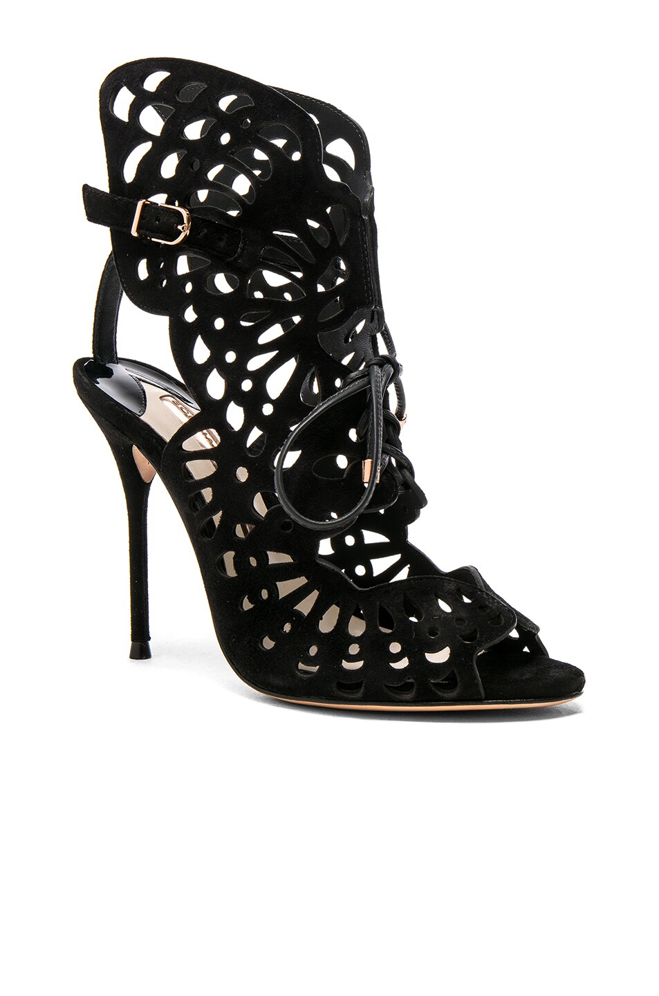 SOPHIA WEBSTER Suede Electra Sandal Booties in Black | ModeSens