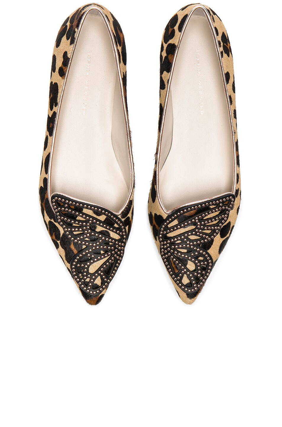 Image 1 of Sophia Webster Calf Hair Bibi Butterfly Leopard Flats in Natural