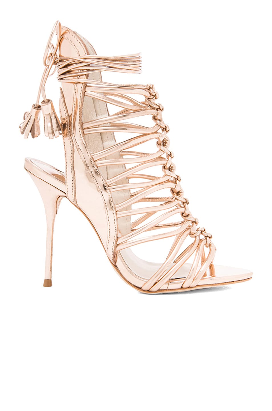Image 1 of Sophia Webster Lacey Leather Heels in Rose Gold