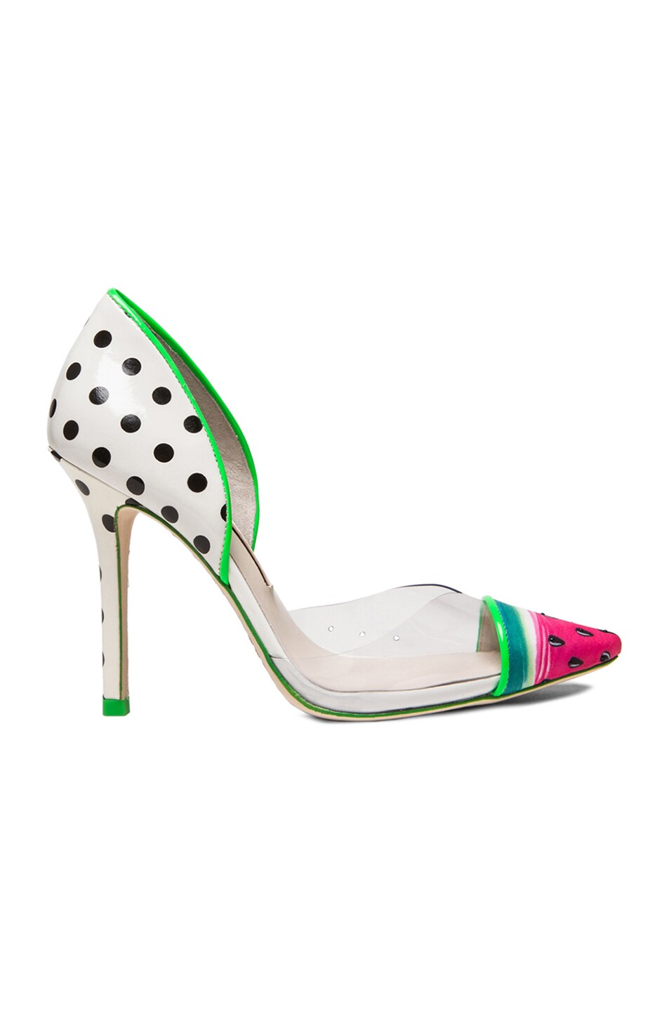 Image 1 of Sophia Webster Jessica Watermelon Patent Leather Heels in Black & White