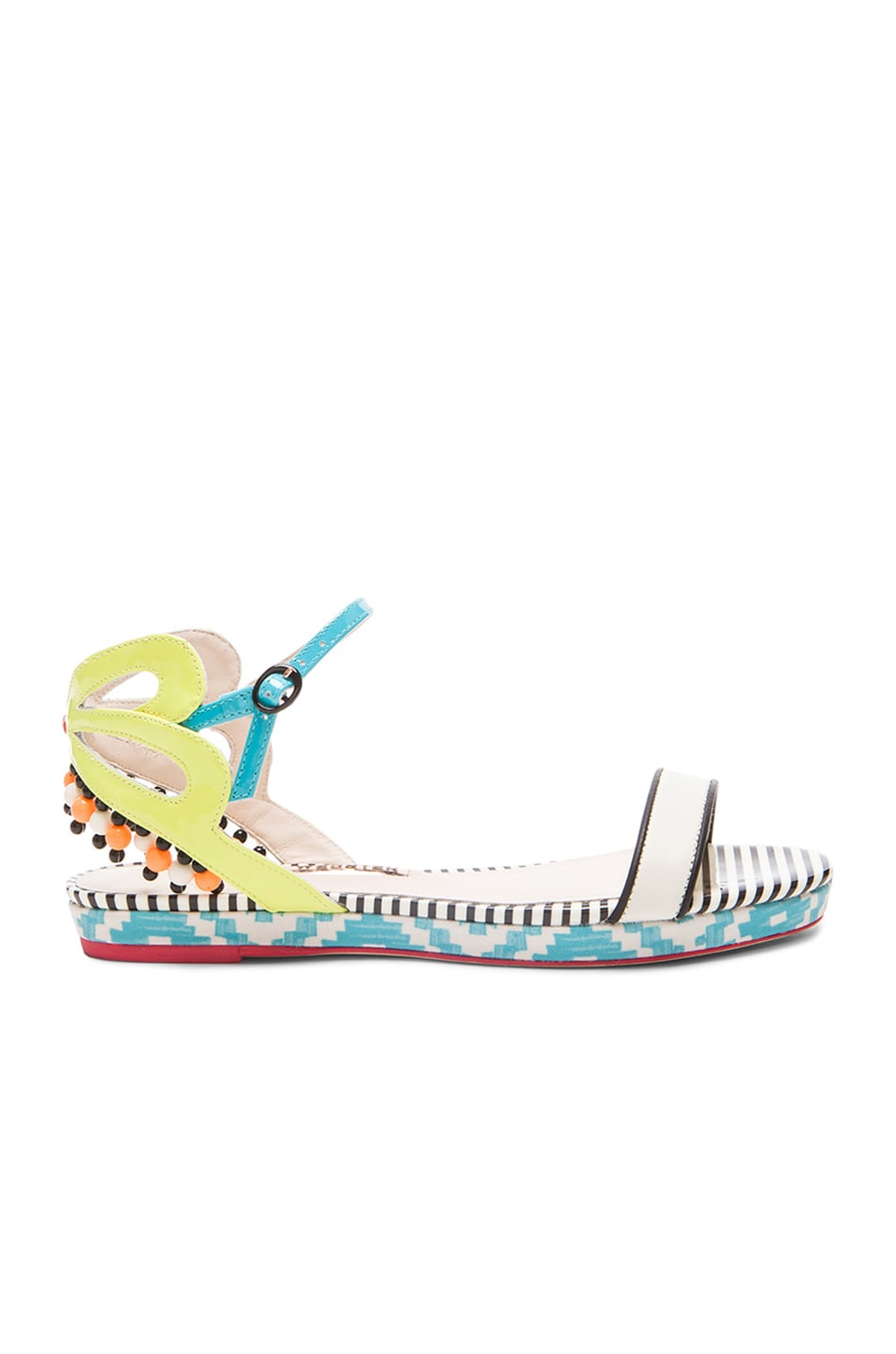 Image 1 of Sophia Webster Luca Aztec Patent Leather Sandals in Blue & White