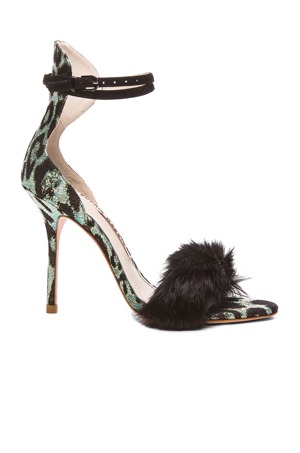 Image 1 of Sophia Webster Nicole Fur Leopard Heel in Black & Green