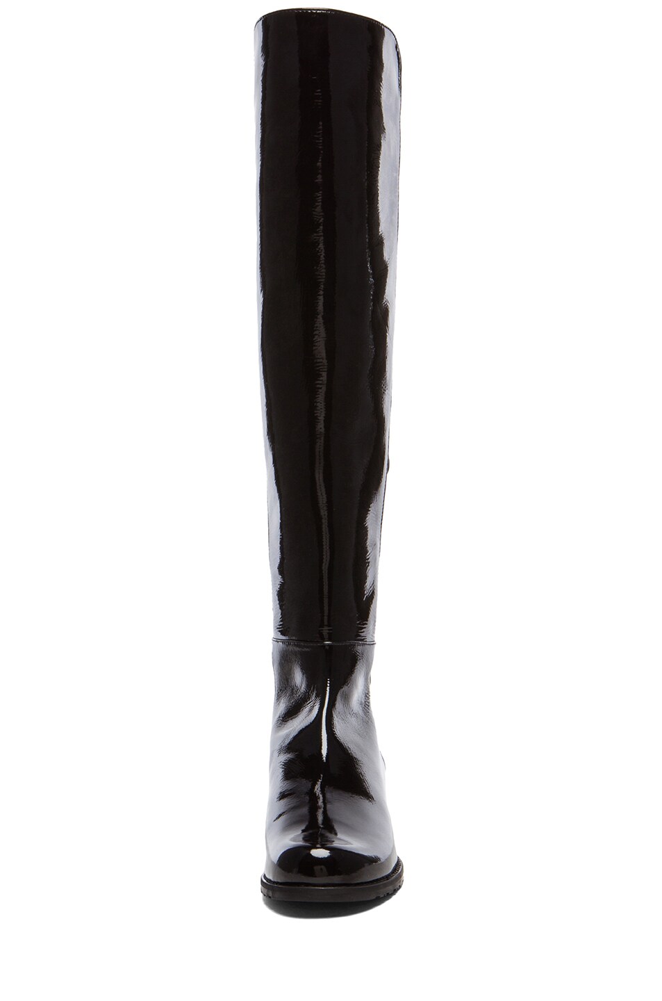 Stuart Weitzman 50/50 Stretch Leather Boots in Black Patent | FWRD