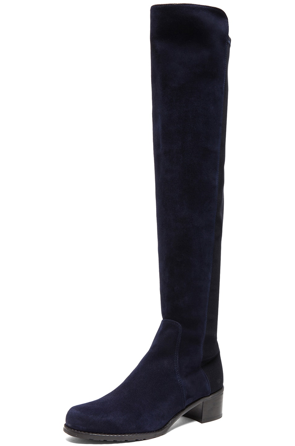 Stuart Weitzman Reserve Stretch Suede & Neoprene Boots in Nice Blue FWRD