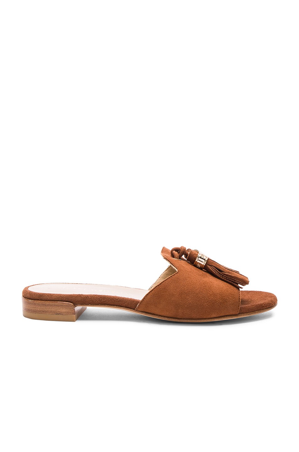 Image 1 of Stuart Weitzman Suede Two Tassels Sandals in Saddle Suede