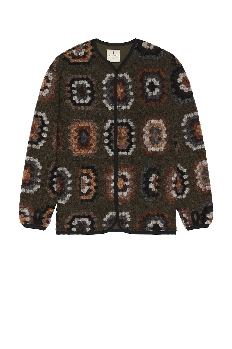 Image 1 of Snow Peak Wool Jacquard Cardigan in Olive