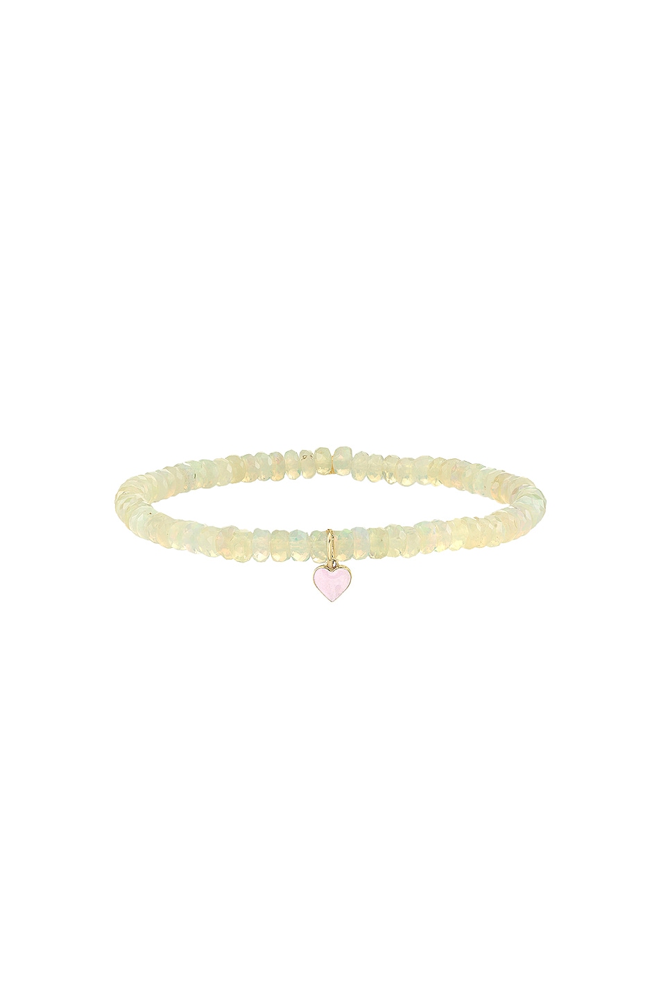 Image 1 of Sydney Evan Enamel Heart Charm Beaded Bracelet in White Opal
