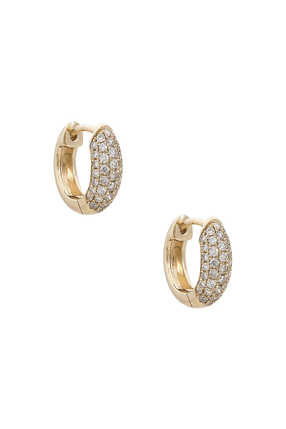 Puffy Pave Huggie Hoop Earrings in Metallic Gold