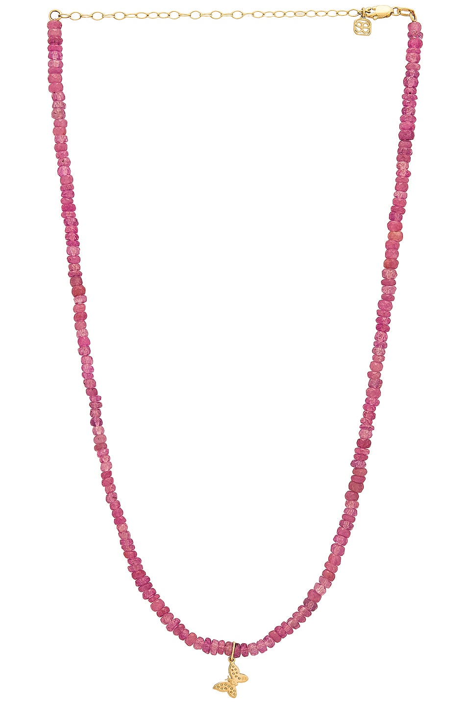 Image 1 of Sydney Evan Tiny Butterfly Charm Beaded Choker in Light Pink