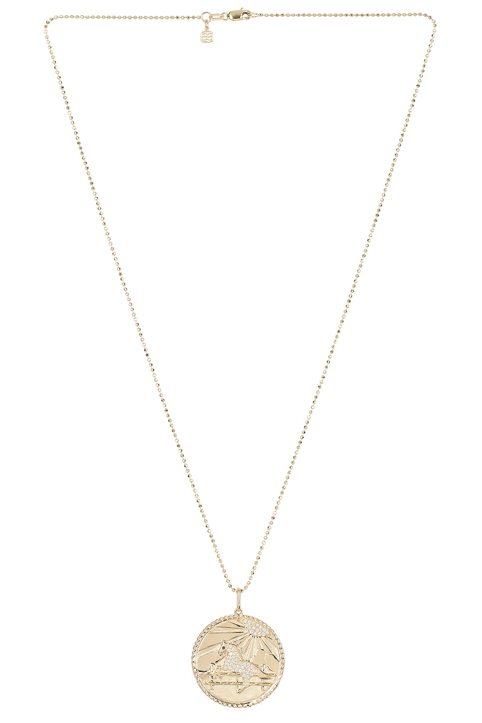 Image 1 of Sydney Evan Horse Coin Charm Necklace in Yellow Gold & Diamond