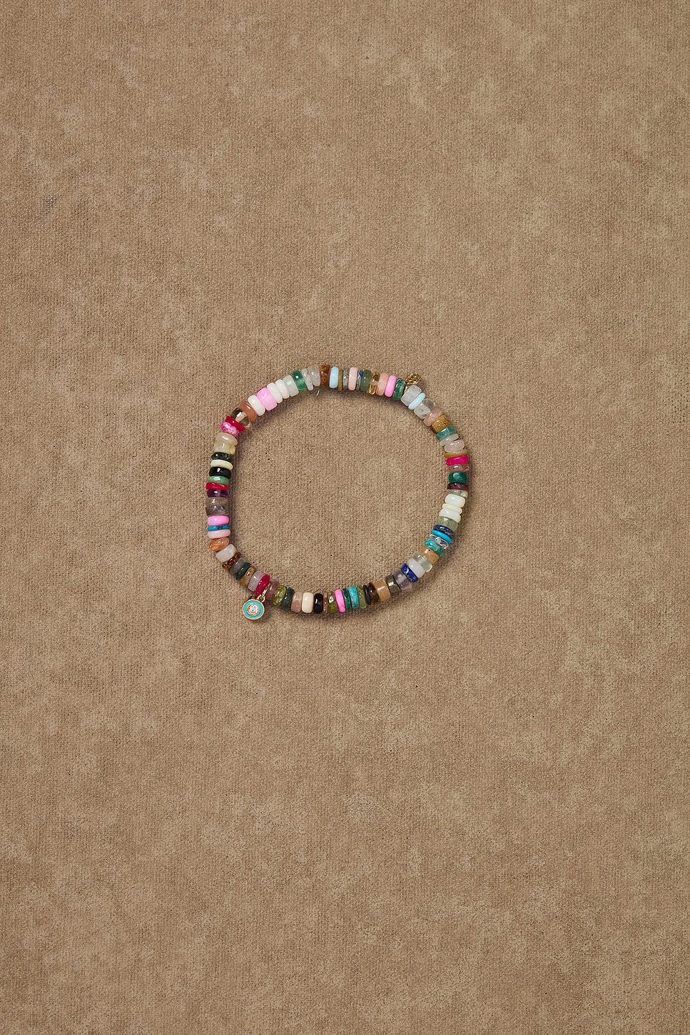 Image 1 of Sydney Evan for FWRD Small Stone Enamel Charm Bracelet in Rainbow Heishi