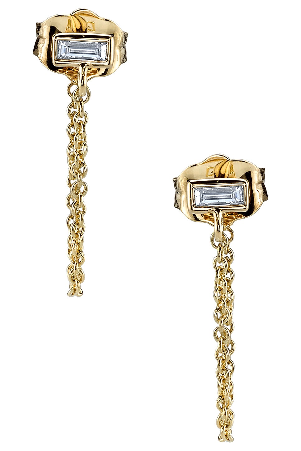 Sydney Evan Baguette Stud Chain Earrings