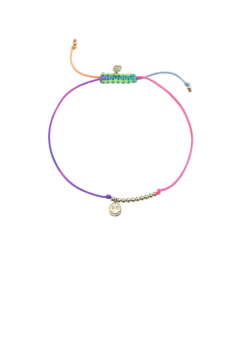 Sydney Evan Double Stone Happy Face Cord Bracelet In Multi