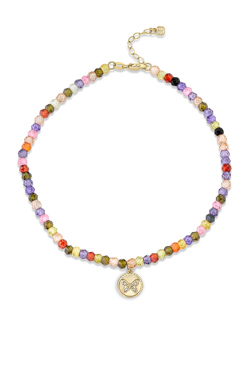 Image 1 of Sydney Evan Butterfly Charm Anklet in Multi