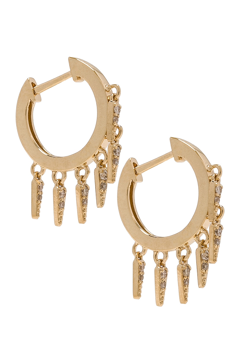 Image 1 of Sydney Evan Small Pave Fringe Huggie Hoop Earrings in Gold