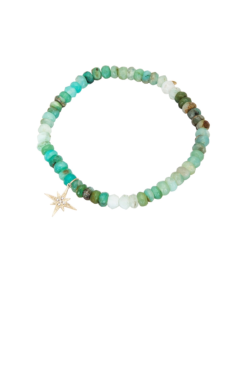 Image 1 of Sydney Evan Small Pave Starburst Charm On Peruvian Opal Faceted Rondelle Bracelet in Opal & Gold