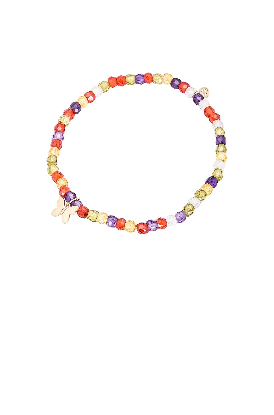 Image 1 of Sydney Evan Tiny Pure Butterfly Charm On Faceted Rondelle Bracelet in Multi & Gold
