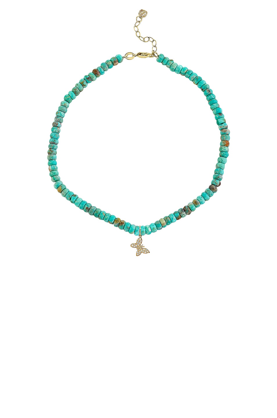 Image 1 of Sydney Evan Butterfly Beaded Anklet in Natural Turquoise