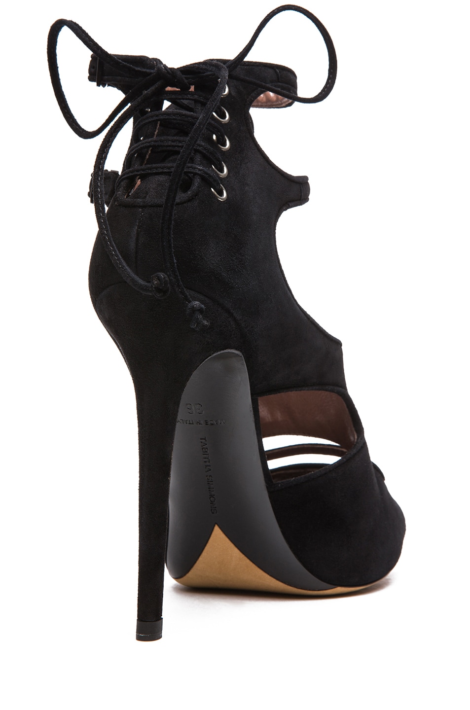 Tabitha Simmons Bailey Suede Heels in Black | FWRD