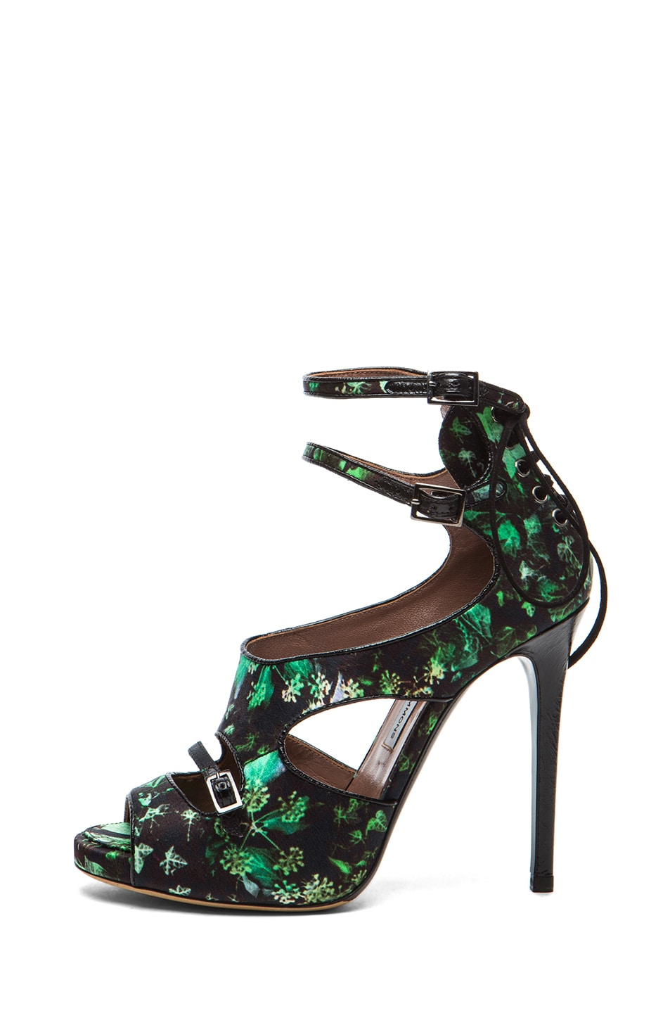 Image 1 of Tabitha Simmons Bailey Satin Heels in Ivy Print