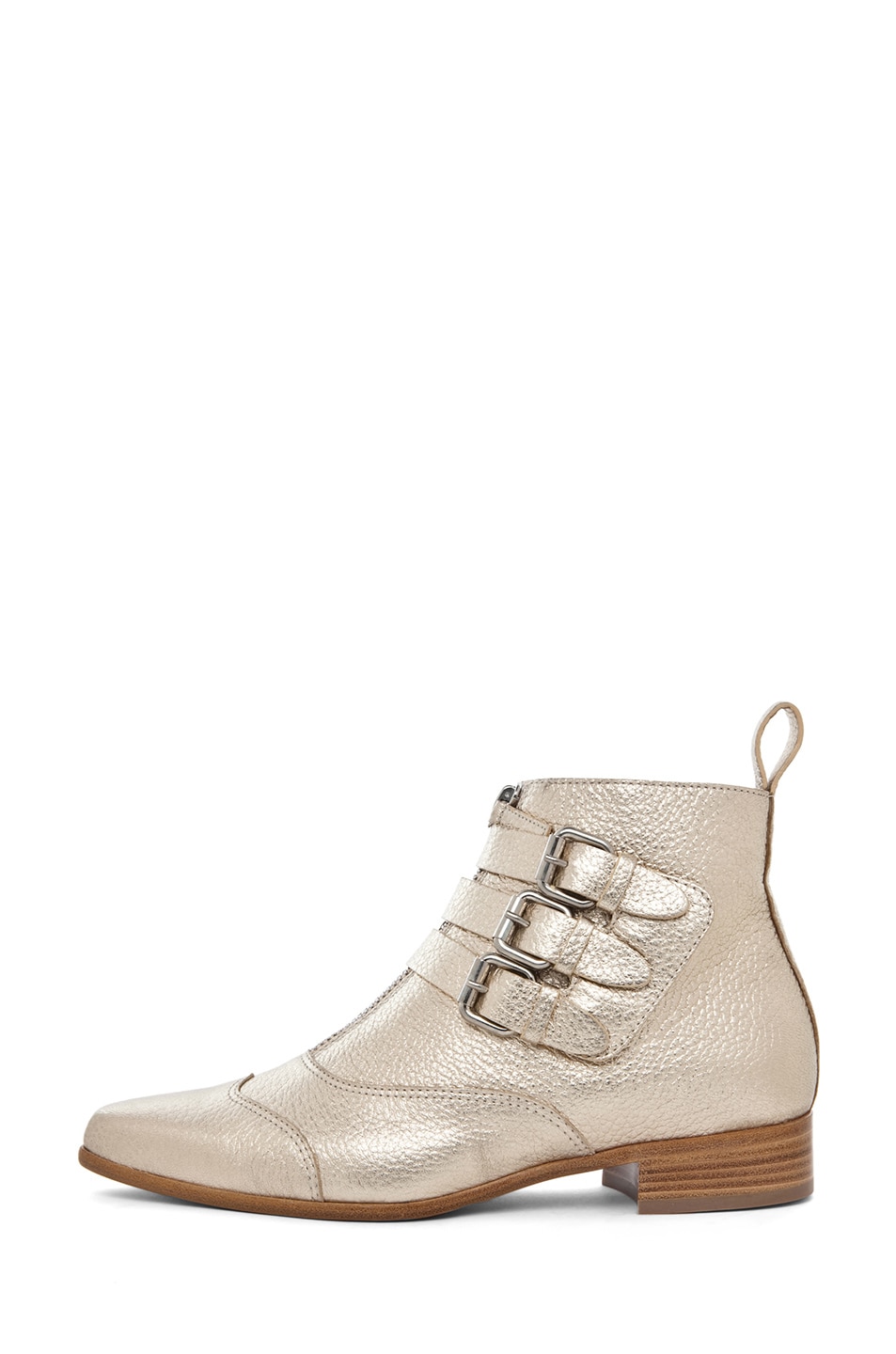 Image 1 of Tabitha Simmons Early Pebbled Leather Booties in Gold