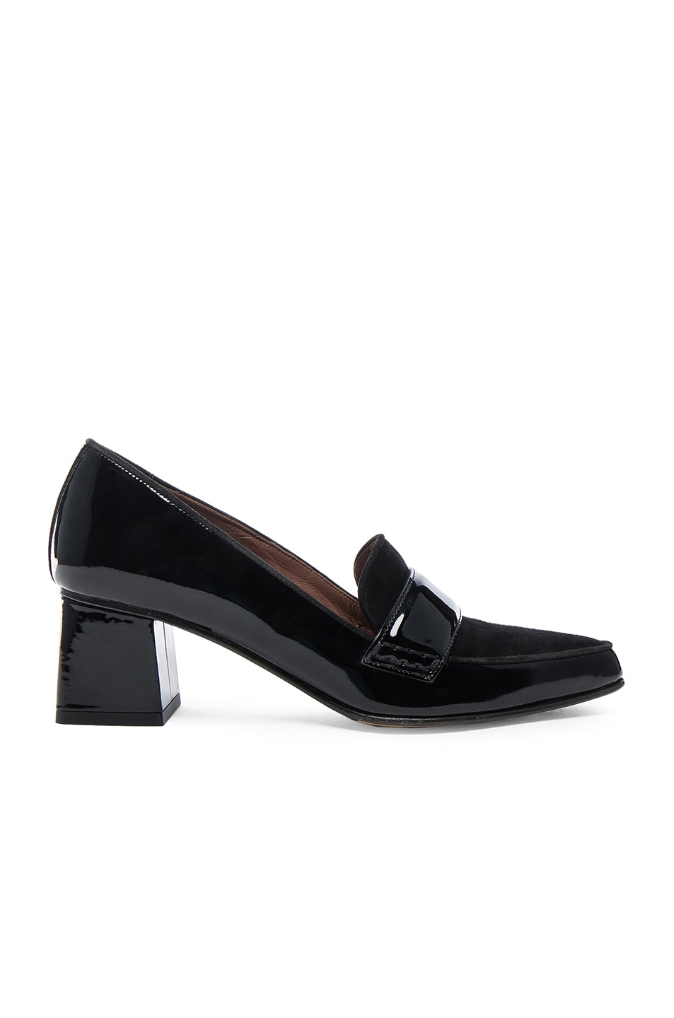 Image 1 of Tabitha Simmons Patent Leather Margot Heels in Black Patent & Suede
