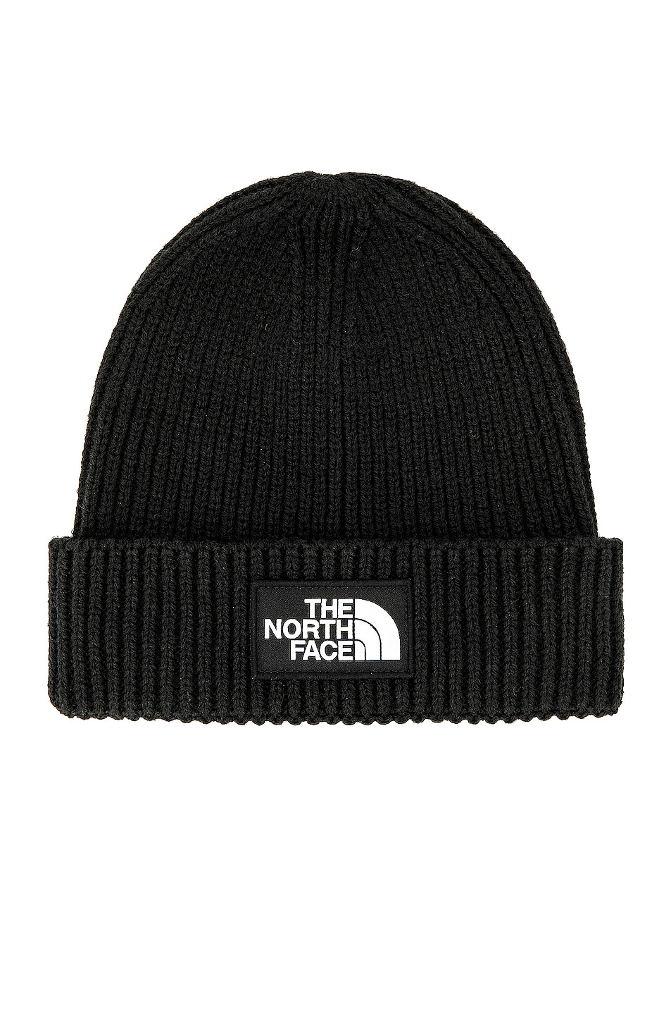 TNF Logo Box Cuffed Beanie in Black