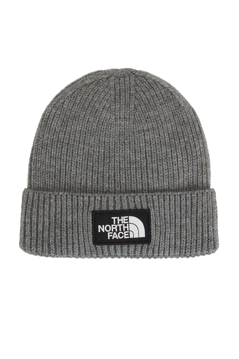 Shop The North Face Tnf Logo Box Cuffed Beanie In Tnf Medium Grey Heather