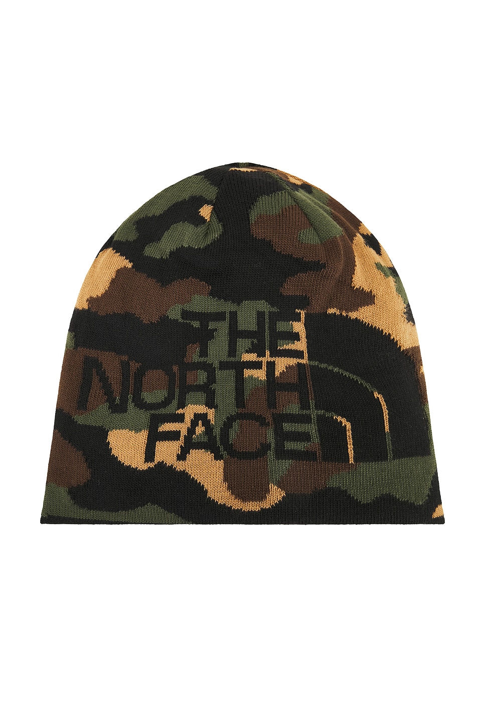 The North Face Reversible Highline Beanie in TNF Black & TNF Camo Print - Black,Green. Size all.