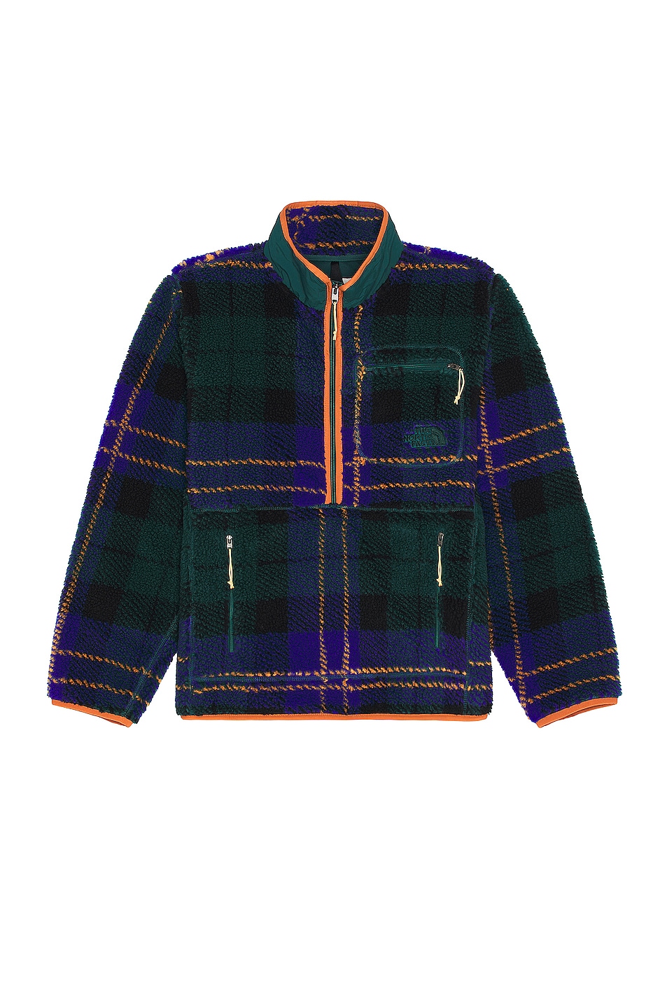 Image 1 of The North Face Jacquard Extreme Pile Pullover in Ponderosa Green Large Half Dome Plaid Print