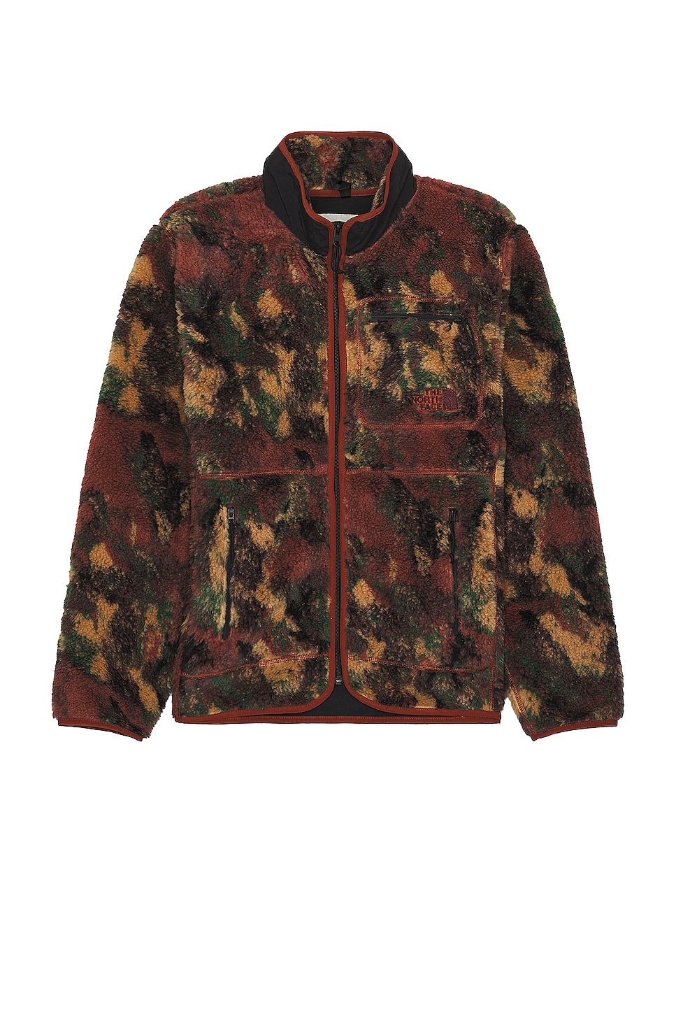 Image 1 of The North Face Extreme Pile Full Zip Jacket in Brandy Brown Evolved Texture Print