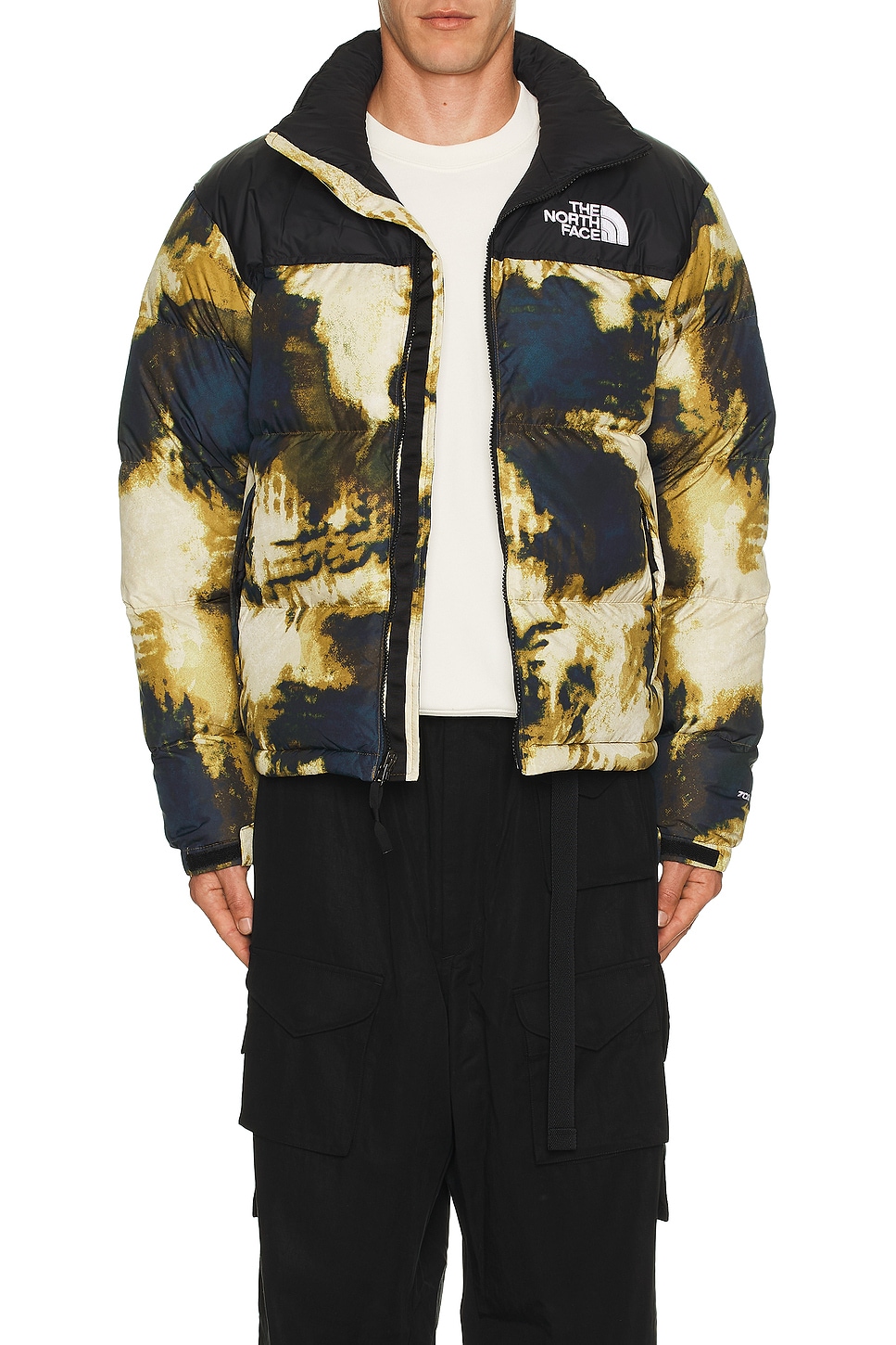 Image 1 of The North Face Men's 1996 Retro Nuptse Jacket in Midnight Petrol TNF Bleach Dye Print