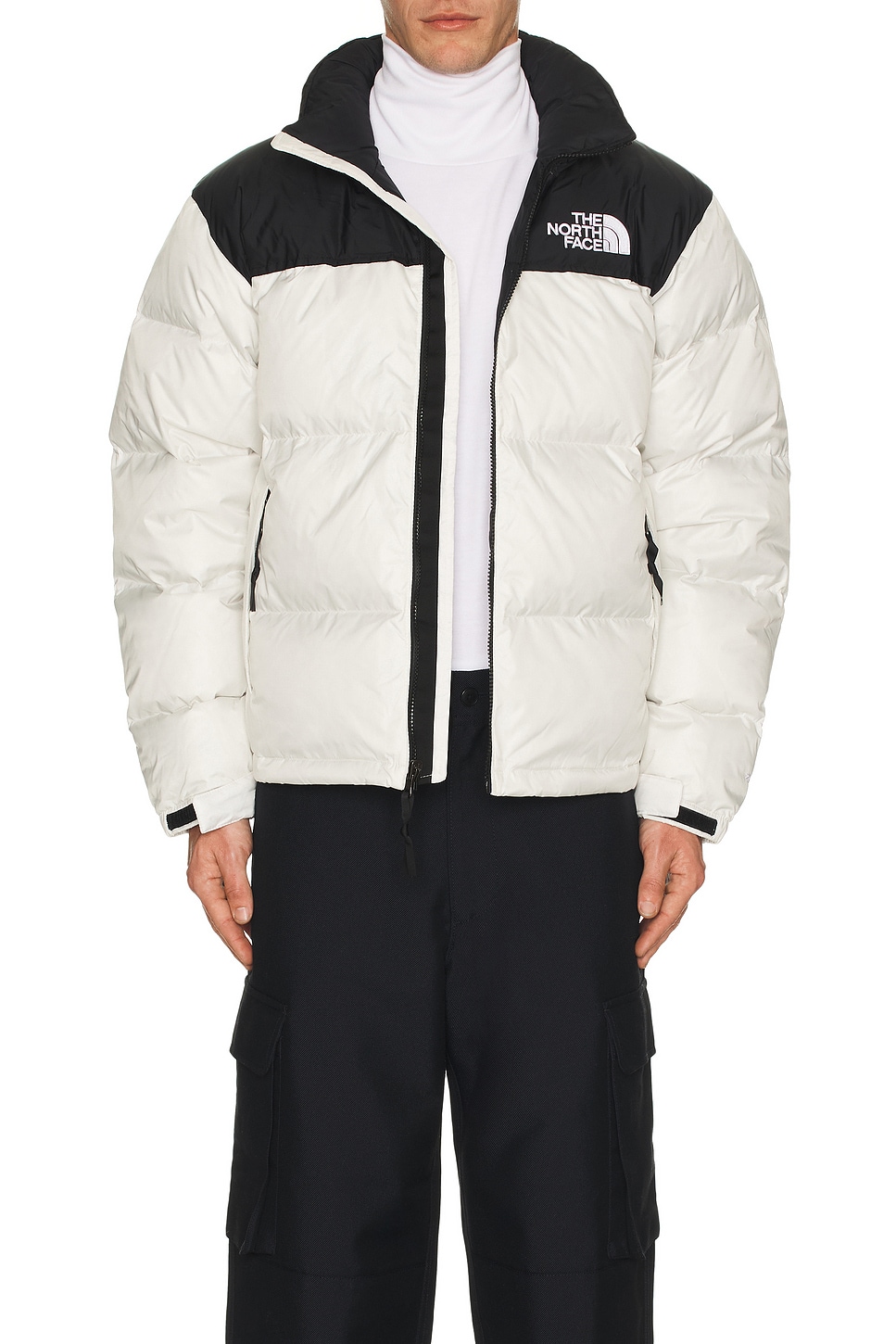 Image 1 of The North Face 1996 Retro Nuptse Jacket in White Dune & TNF Black