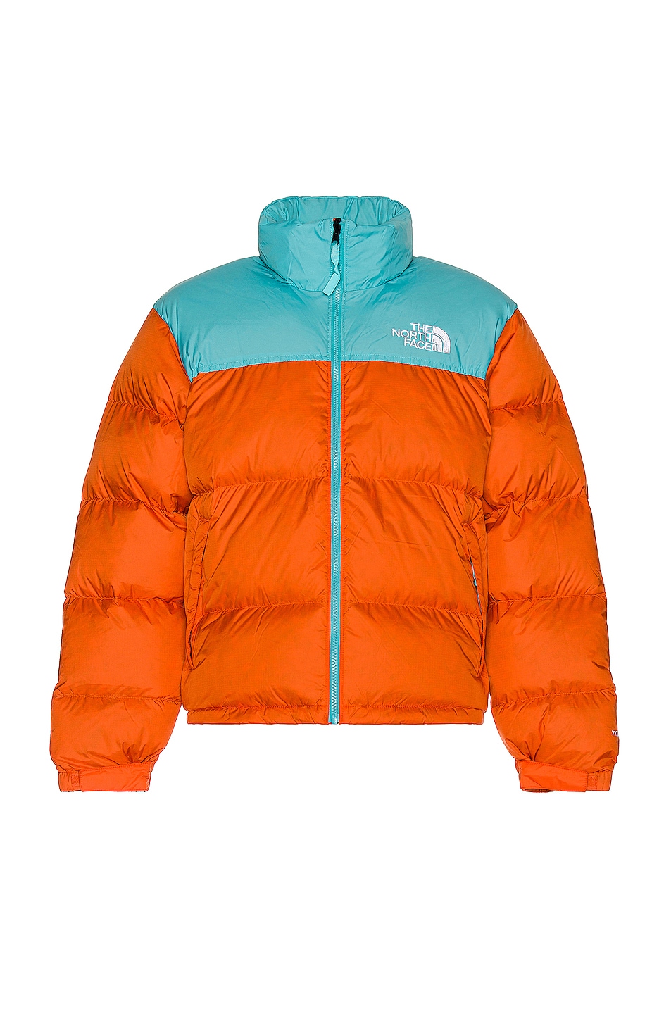 Image 1 of The North Face 1996 Retro Nuptse Jacket in Red Orange & Transantarctic Blue
