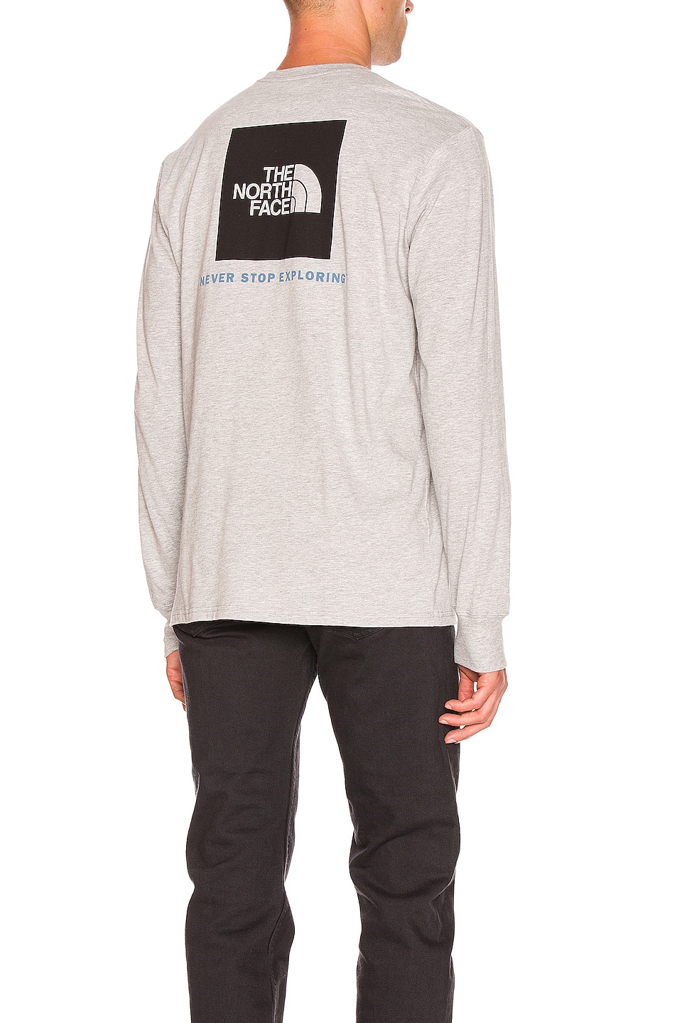 Image 1 of The North Face L/S Red Box Tee in TNF Light Grey Heather & TNF Black