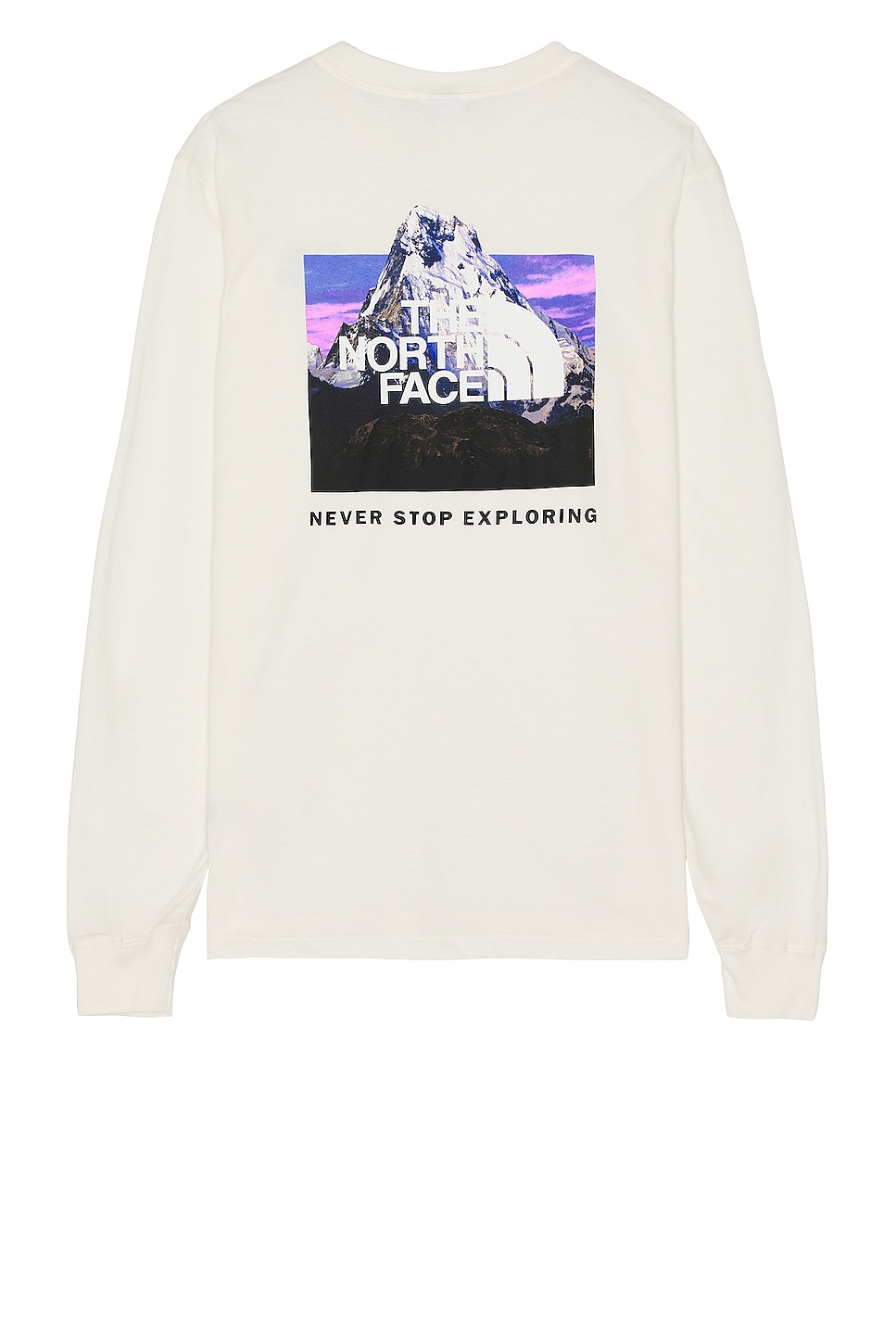 Image 1 of The North Face Long Sleeve Box Nse Tee in Gardenia White, Photo Real & Graphics