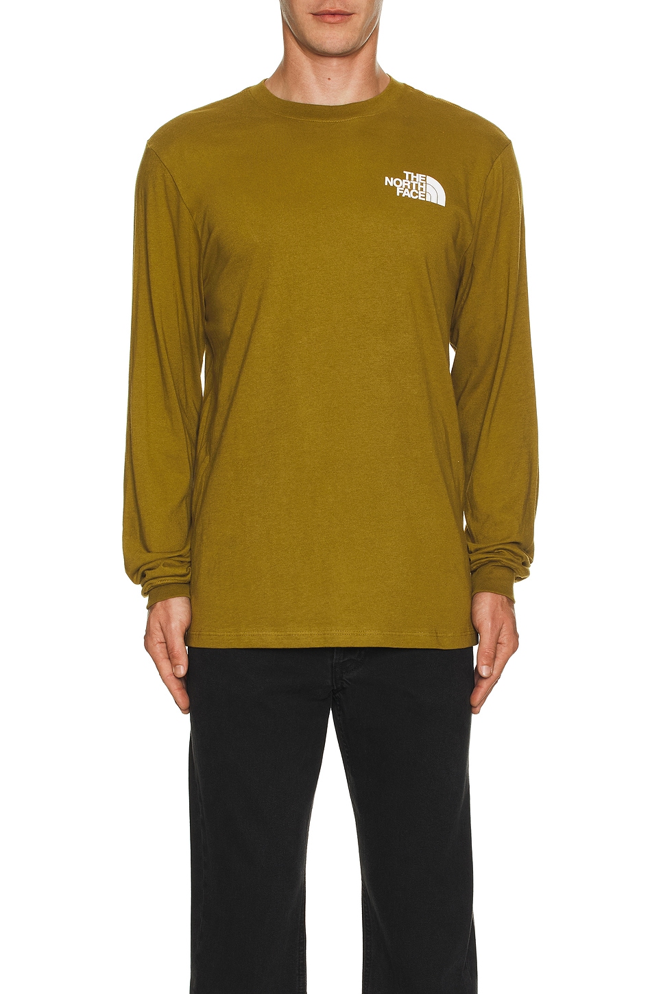 Image 1 of The North Face Men's Longsleeve Box NSE Tee in Moss Green