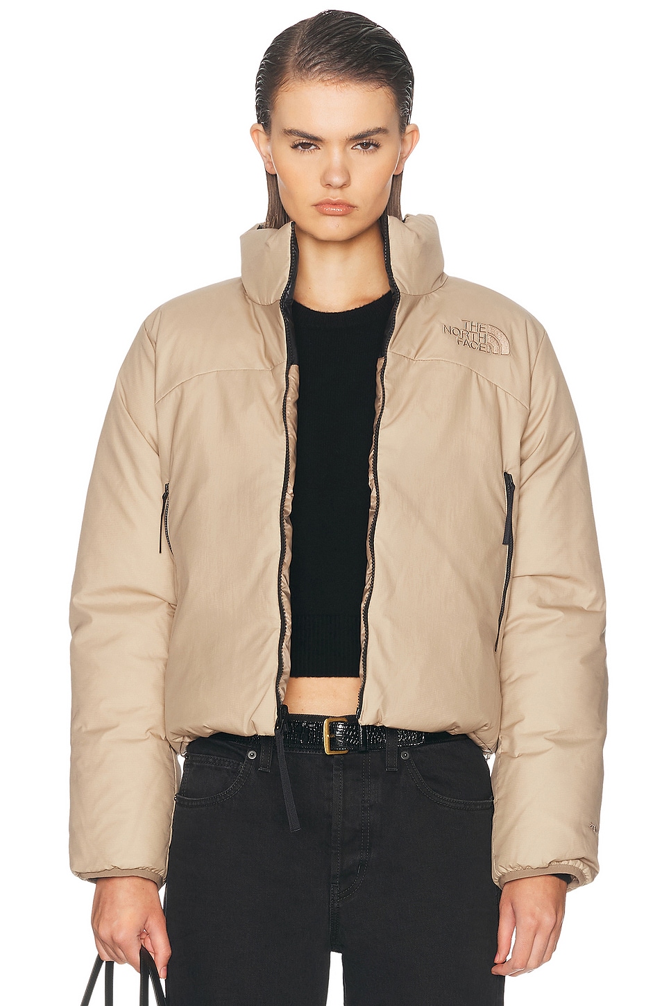 The North Face Pertex Nuptse Reversible Jacket in Beige