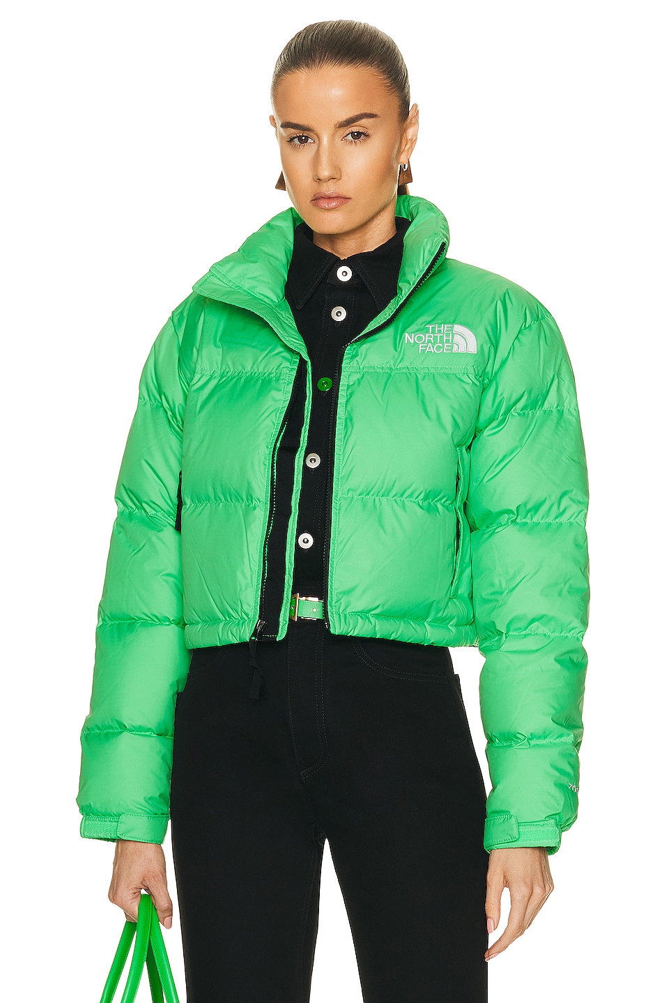 Image 1 of The North Face Nuptse Short Jacket in Chlorophyll Green