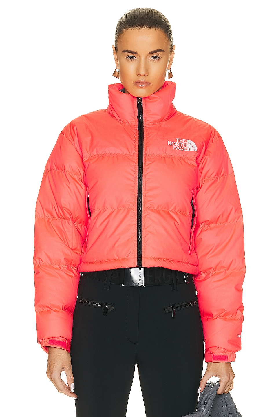 Image 1 of The North Face Nuptse Short Jacket in Brilliant Coral