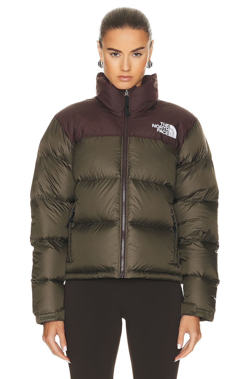 Image 1 of The North Face 1996 Retro Nuptse Jacket in New Taupe Green & Coal Brown