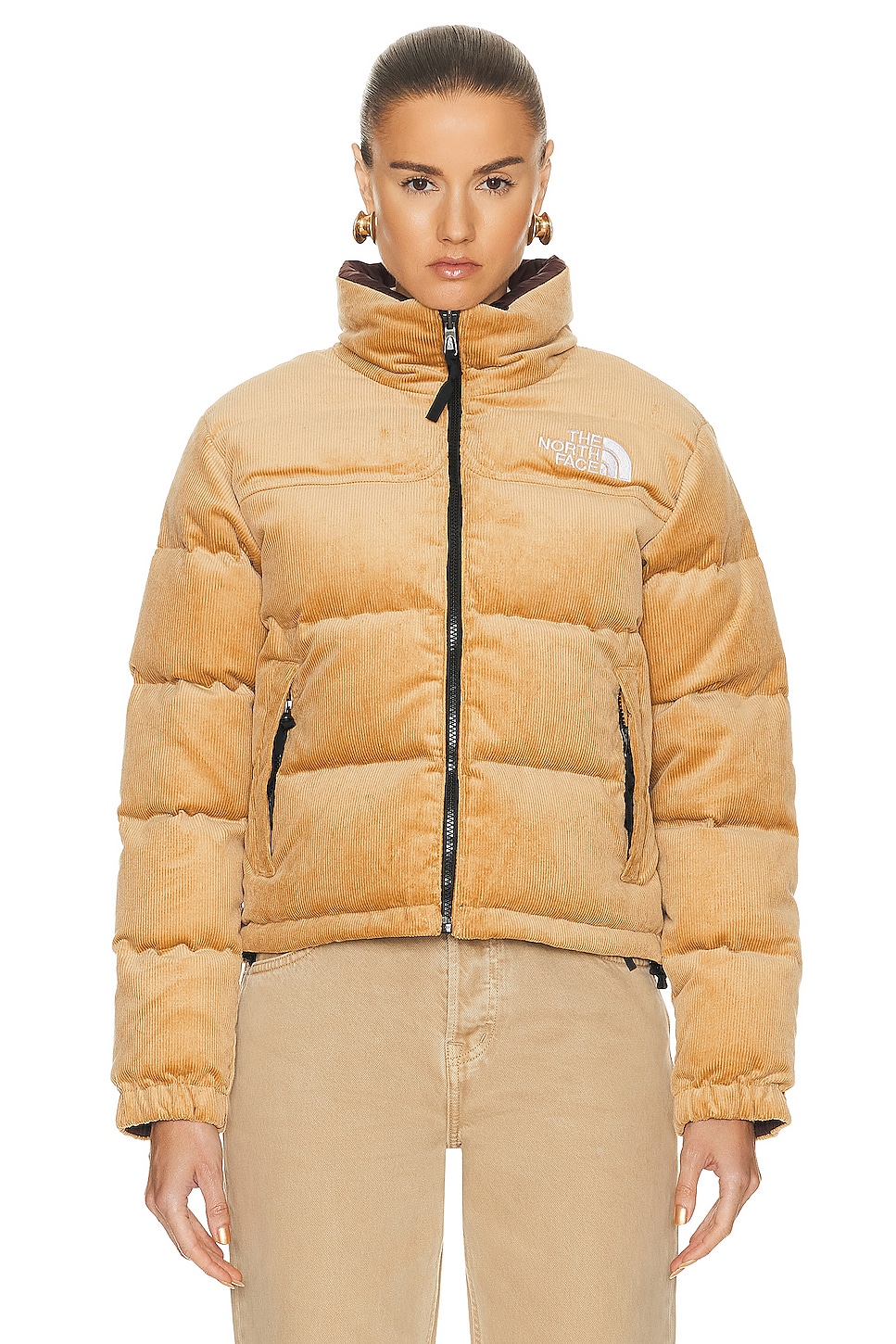 Image 1 of The North Face 92 Reversible Nuptse Jacket in Almond Butter & Coal Brown