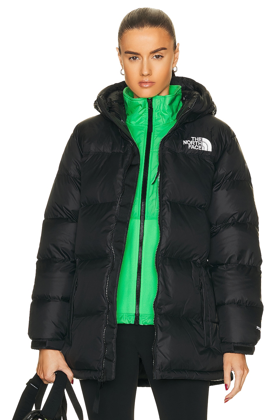 Image 1 of The North Face Nuptse Belted Mid Jacket in TNF Black