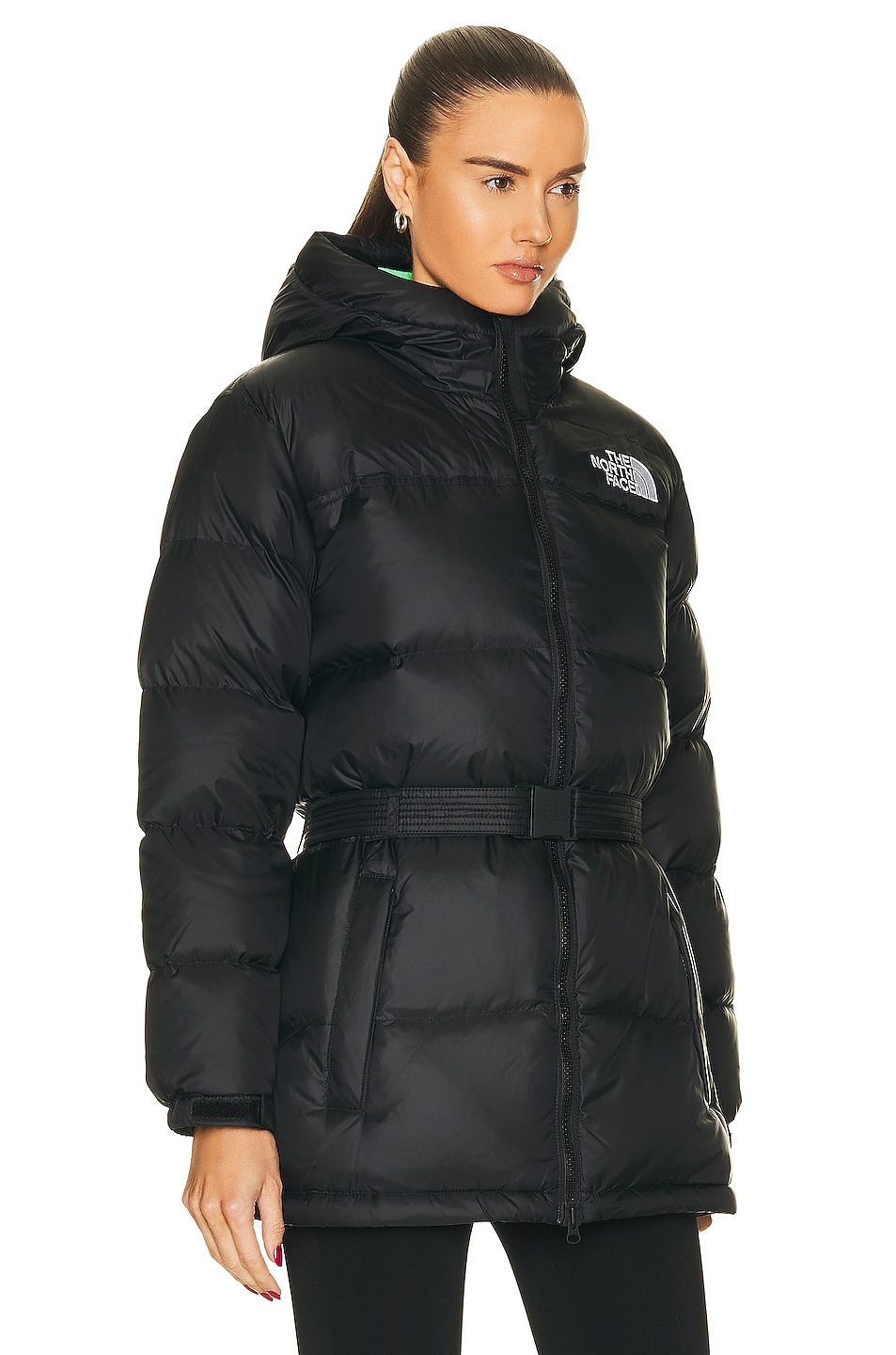 The North Face Nuptse Belted Mid Jacket in TNF Black | FWRD