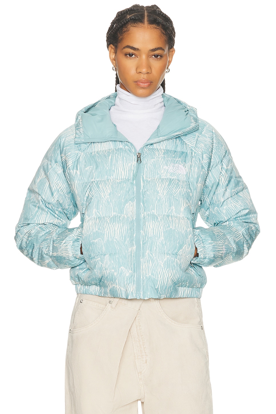 Image 1 of The North Face Hydrenalite Down Hoodie in Blue Eclipse Regenerative Ink Print