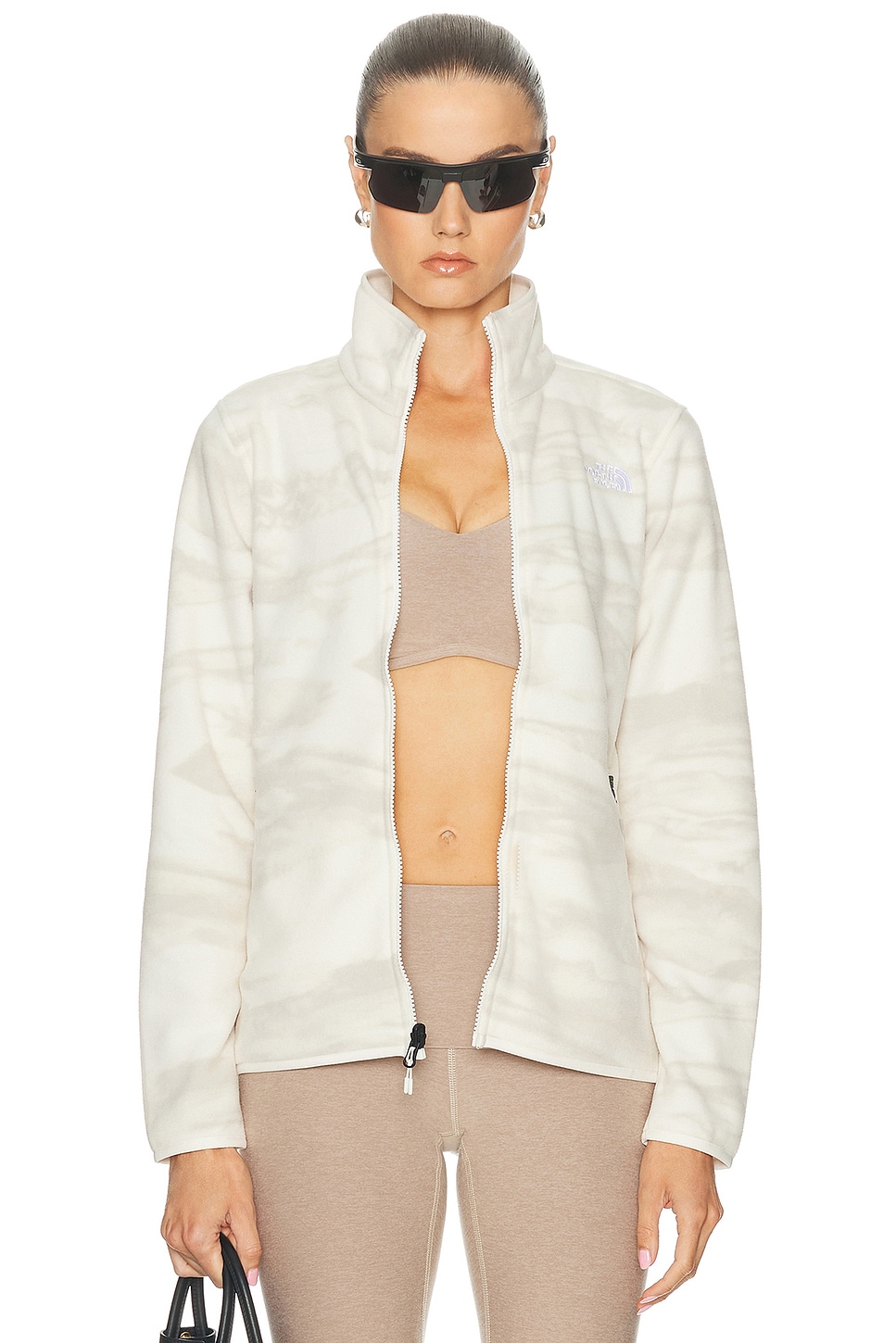 Image 1 of The North Face Glacier Fleece Jacket in White Dune Edge Of Light Print