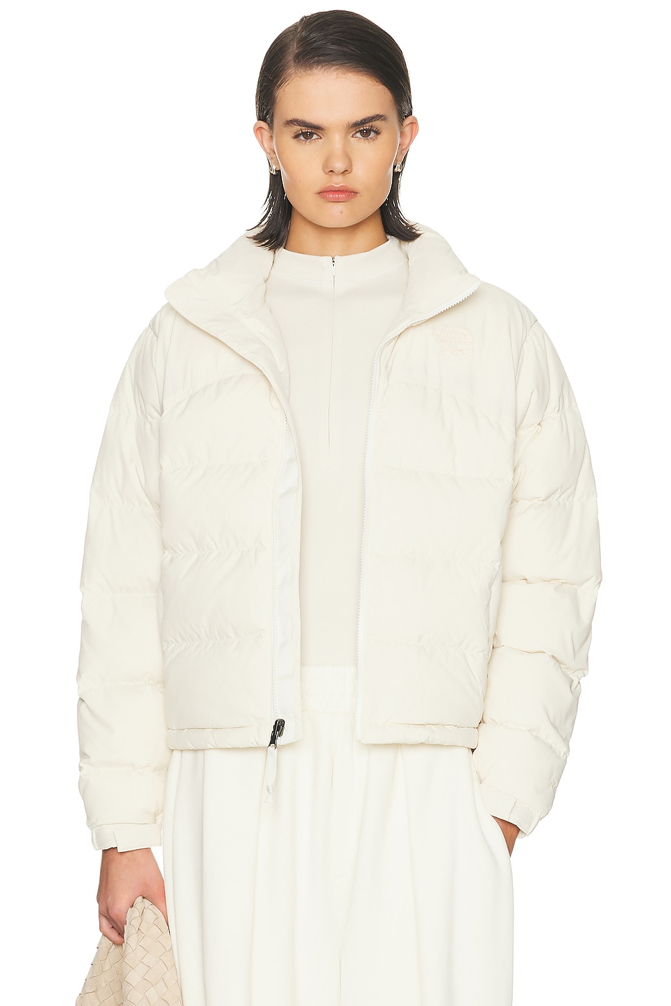 Image 1 of The North Face x SKIMS 2000 Retro Shrunken Nuptse Jacket in SK Bone
