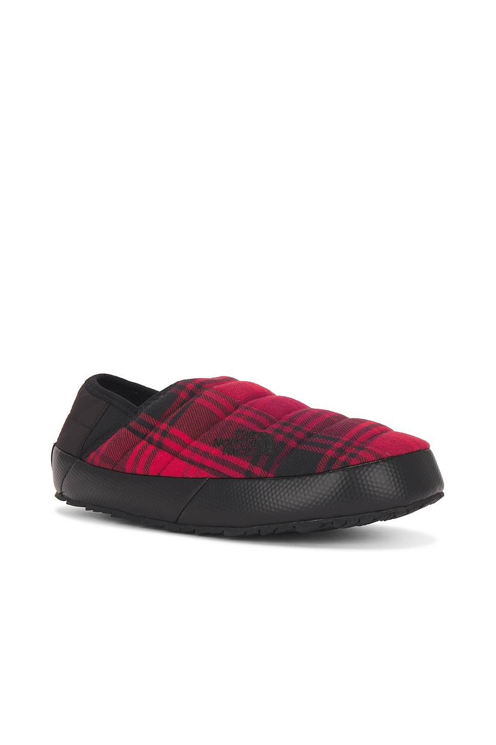 Shop The North Face Thermoball Traction Mule In Tnf Red Yarn Dye Plaid & Tnf Black