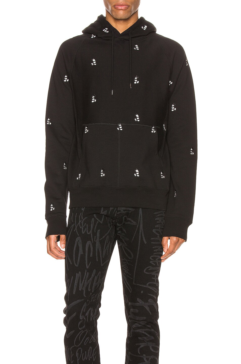 Image 1 of TAKAHIROMIYASHITA The Soloist Mickey Mouse Embroidered Hoodie in Black 7 Monotone